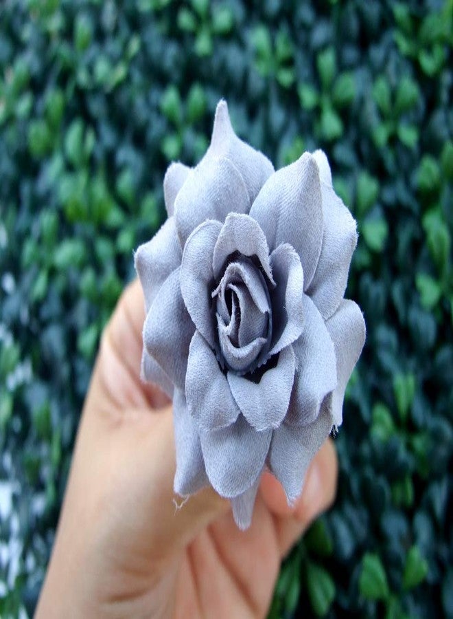 ICRAFY زهور اصطناعية من ICRAFY، 50 قطعة من الورود الرمادية برأس حريري، مثالية لتزيين خلفيات حفلات الزفاف، وقطع الزينة المركزية، وحفلات المنزل، وتنسيقات عصابات الرأس (مقاس 1.75 بوصة). - Image 4